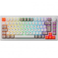 Teclado Gamer Mecânico Akko 5075S Steam Engine, RGB, ABNT2, White, Switch Akko V3 Matcha Green Pro