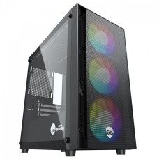 Gabinete Gamer Ninja Kennen, Mid Tower, Vidro Temperado, M-ATX, Black, Sem Fonte, Com 3 Fans, GN-CS-KNMTB