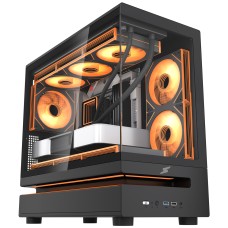 Gabinete Gamer SuperFrame Flow 500, RGB, Mid Tower, Vidro Temperado, M-ATX, Com 6 Fans Com Controladora,